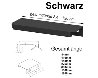 Griffleiste Möbelgriff Türgriff Schrankgriff Griff Kommodengriff Schwarz Grifflänge 8,4cm bis 120cm