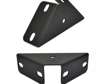 Connecteur d'angle de lit robuste, en métal noir – 126 x 126 x 50 mm – Connecteur solide pour lits à monter soi-même et sommiers à lattes – Acier de 3 mm