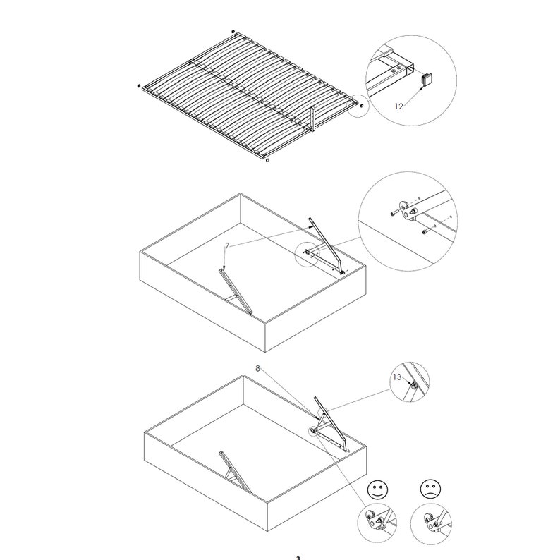 Lift slatted frame bed box slatted frame foldable lifting slatted frame for bed with gas damper soft closing image 10