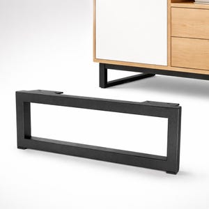 Gambe per mobili, acciaio nero opaco, larghezza 35 cm o 50 cm, gambe metalliche industriali per mobili, altezza 12 cm, guide per credenze e divani, portata 250 kg