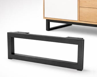 Gambe per mobili, acciaio nero opaco, larghezza 35 cm o 50 cm, gambe metalliche industriali per mobili, altezza 12 cm, guide per credenze e divani, portata 250 kg