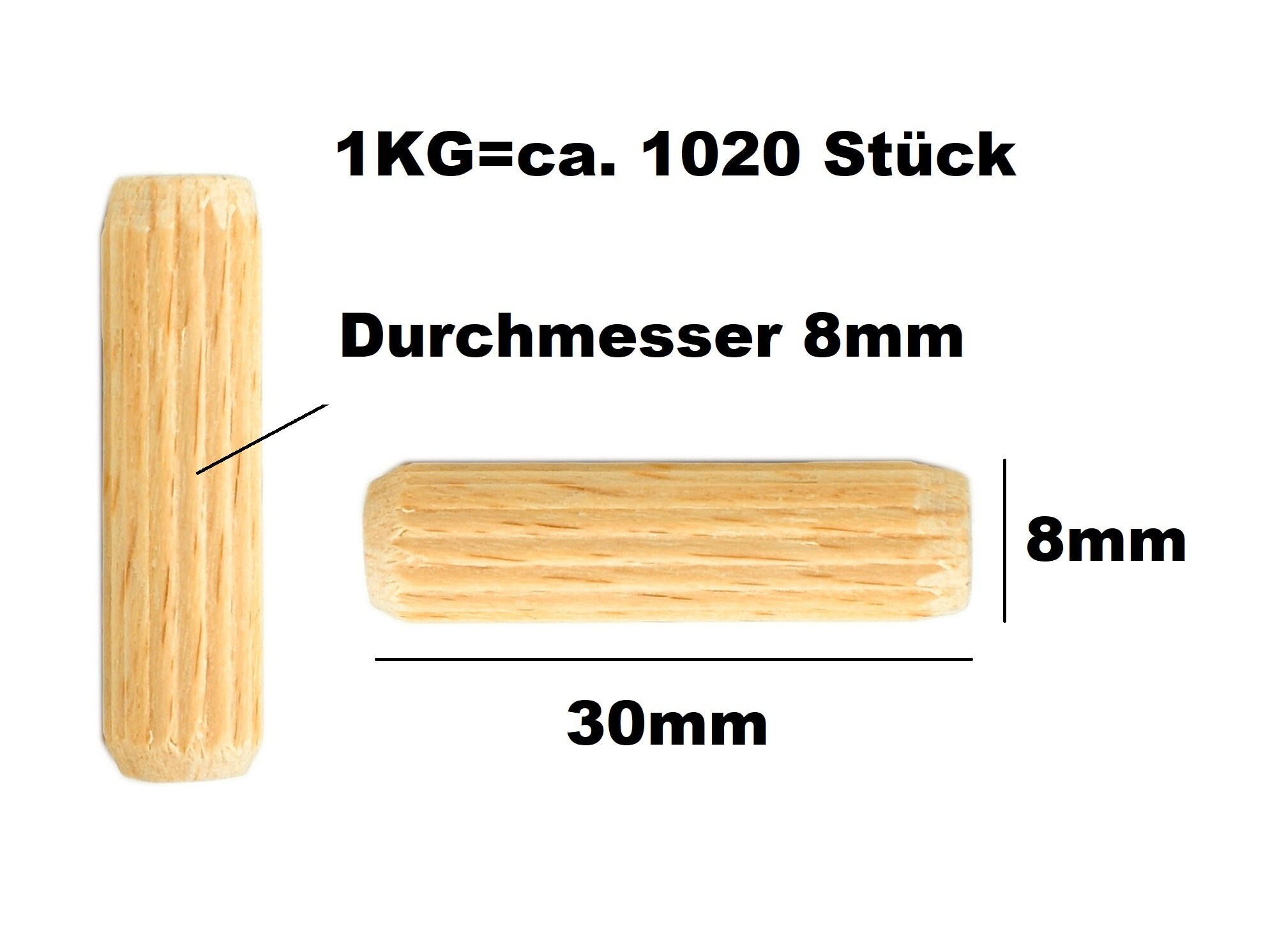 Chevilles En Bois De Hêtre Cannelées - Diamètres 6, 8, 10, 12mm - Neuves - Pour Assemblage Meuble