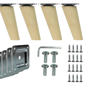 Set of 4 furniture legs, beech wood – straight & angled – furniture legs for sofa, cabinet, chest of drawers – DIY – 6 cm to 68 cm – M8 image 4