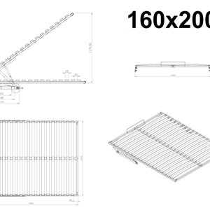 Lift slatted frame bed box slatted frame foldable lifting slatted frame for bed with gas damper soft closing 160x200cm