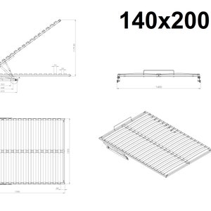 Lift slatted frame bed box slatted frame foldable lifting slatted frame for bed with gas damper soft closing 140x200cm