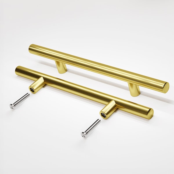 Bar handle, furniture handle, kitchen handle, railing handle with screws, gold [10-50 cm]