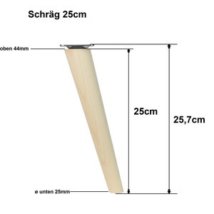 4x Holzfüße schräg Rohe Buche Holzmöbelfüße Tischbeine Möbelbeine Holz Möbelfüße Schrank Beine Kegel 4 Stück Höhe 6-68cm 25 Zentimeter