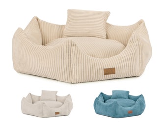 Hundebett Hundekissen Hundekorb Hundesofa mit Rand Katzenbett Tierbett Hexagon grau, dunkel grau, oder creme waschbar