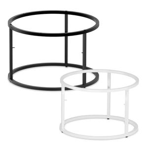 Op de afbeelding: Twee ronde metalen tafelpoten, een zwart en een wit. De poten zijn van een eenvoudig, rond ontwerp met twee ringen.