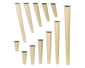 4x wooden feet straight or slanted raw beech wooden furniture feet table legs furniture legs wooden furniture feet cupboard legs cone 4 pieces height 6-68 cm