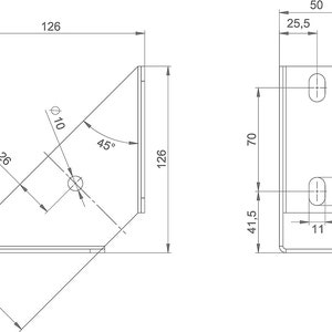 Angle bed angle corner connector steel 126x126x50mm image 2