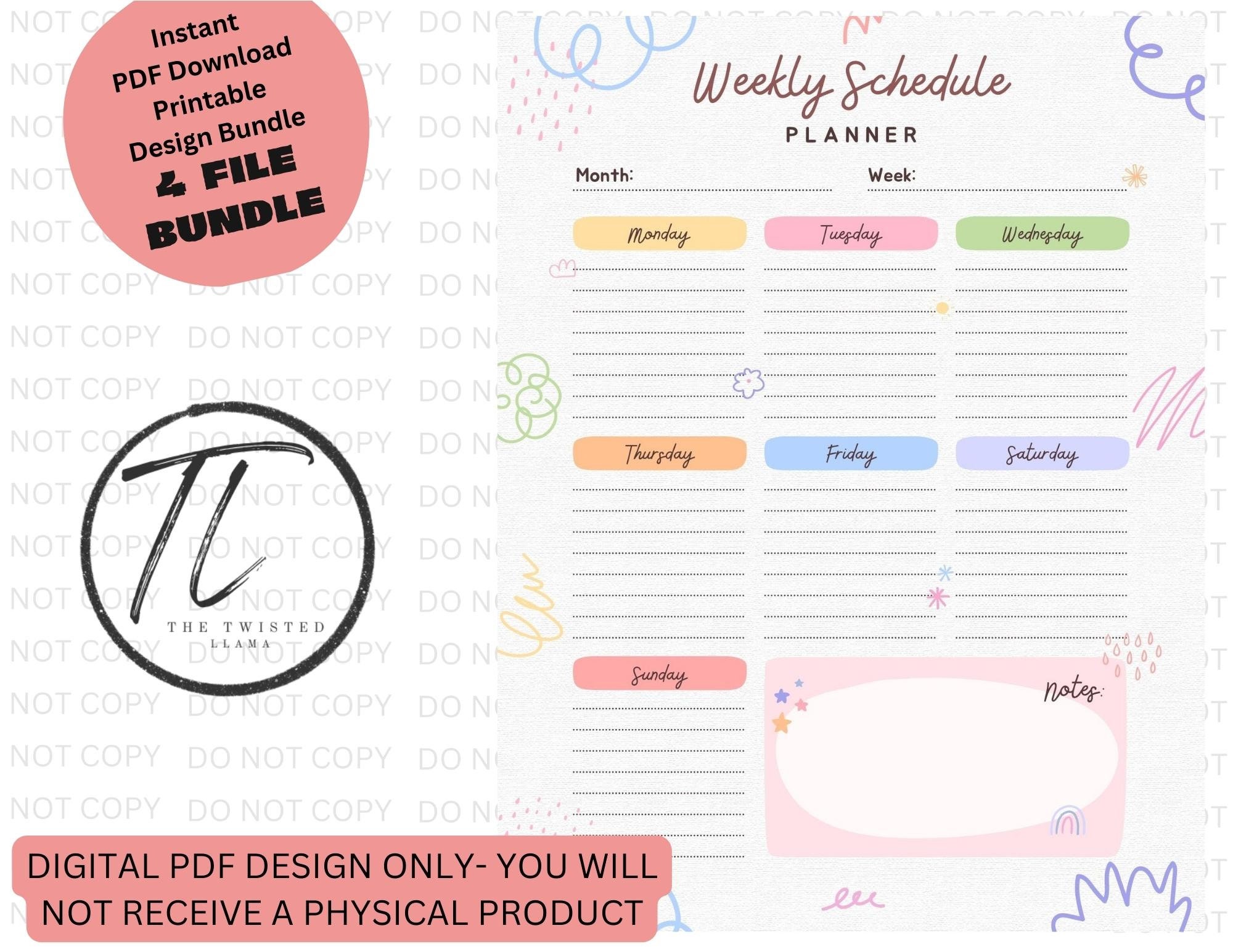 Instant Digital PDF Download Printable Daily Planner Bundle - Etsy
