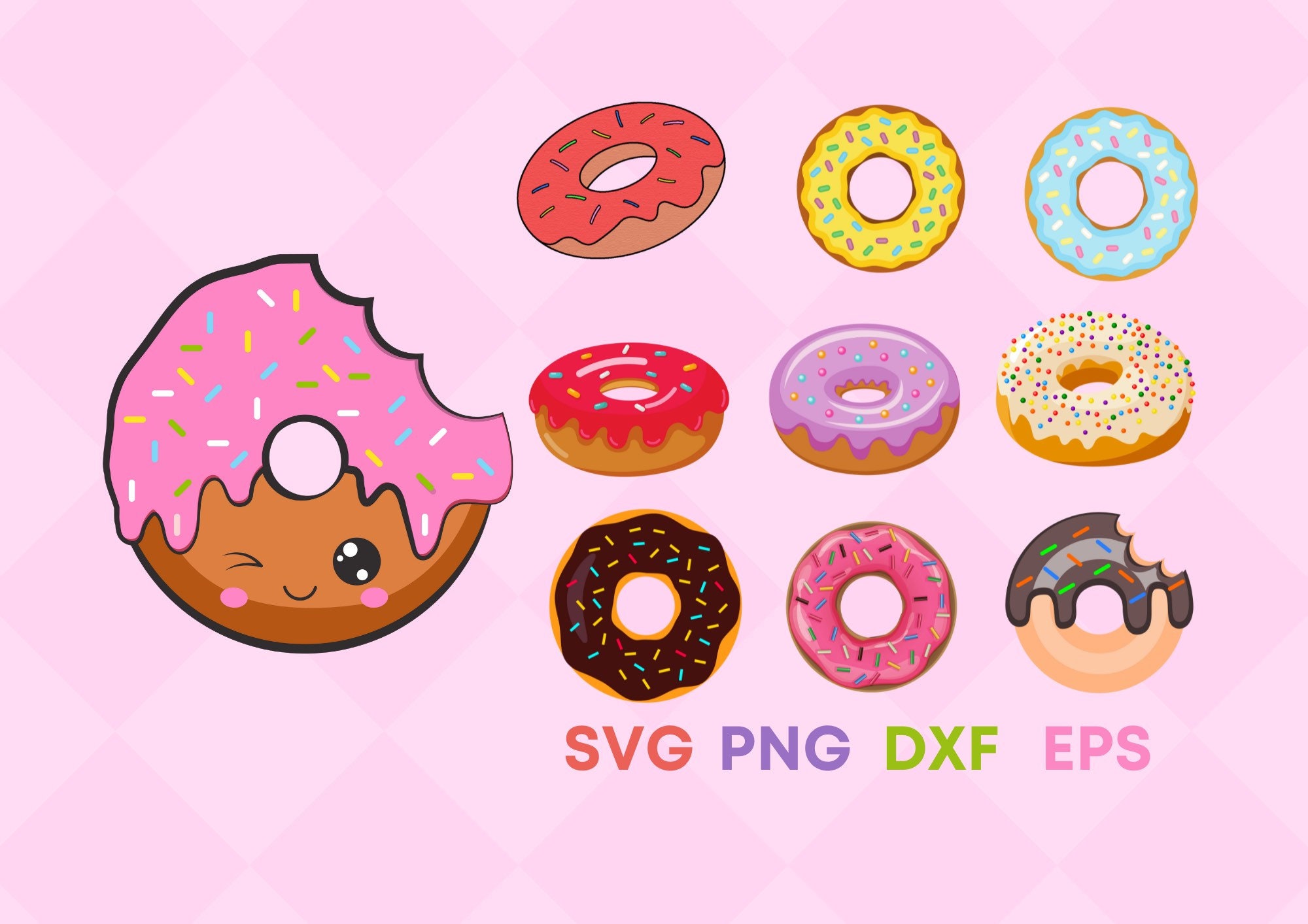 Donut Svg Donut Clipart Sprinkle Donut Svg Cutting Files Etsy