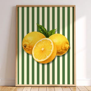 Lemon Art Print, Lemon Wall Art, Kitchen Wall Art, Fruit Poster, Citrus Poster, Citrus Wall Art, Dopamine Decor, Digital Wall Art Printable