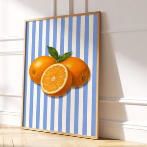 Fruit Poster, Orange Print, Orange Fruit Poster, Kitchen Prints, Fruit Wall Art, Citrus Wall Art, Dopamine Decor, Digital Wall Art Printable
