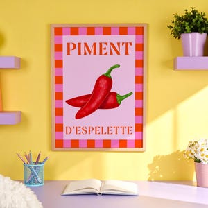 Kitchen Wall Art, Chili Poster, Kitchen Poster, Dopamine Decor, Dopamine Decor Wall Art, Fun Trendy Wall Art, Dopamine Wall Art, Kitchen Art