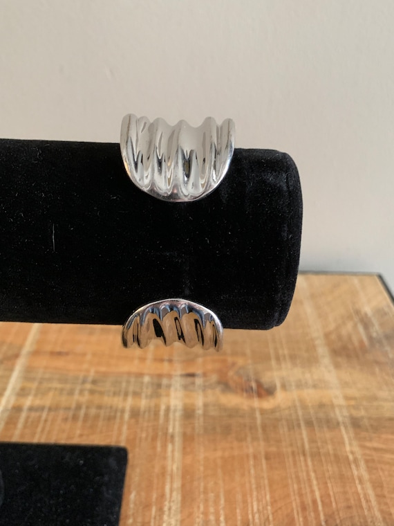 Solid Sterling Silver Raised Cuff Bracelet 925 Ch… - image 3