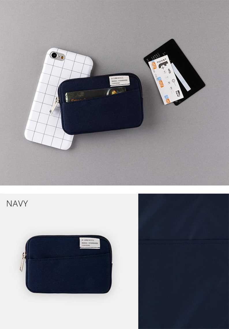 Credit Card Holder / Pocket Mini Wallet / CORDURA WALLET / Coin Purse / Mini Pouch Bag / Waterproof Pouch / Card Case Made in Korea Navy Blue