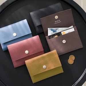 Tarjetero / CARTERA PEQUEÑA PARA PALMA / Resistente al agua / Botón a presión / Minicartera de bolsillo / Monedero / Minibolso tipo sobre - Fabricado en Corea