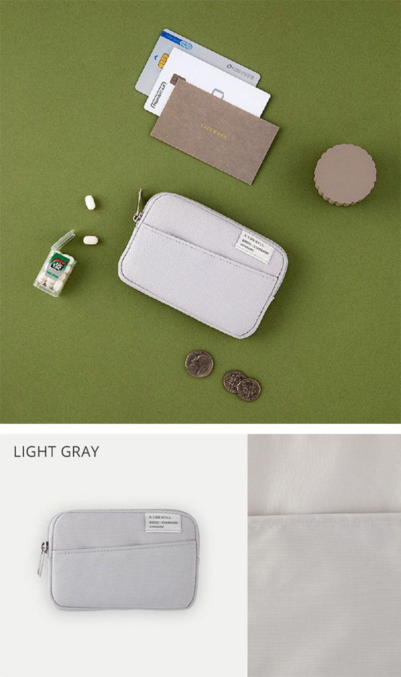 Credit Card Holder / Pocket Mini Wallet / CORDURA WALLET / Coin Purse / Mini Pouch Bag / Waterproof Pouch / Card Case Made in Korea Light Gray