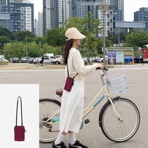 Crossbody Mobile Bag | Lightweight Water-Resistant Passport Smartphone Pouch - Korea Made Burgundy