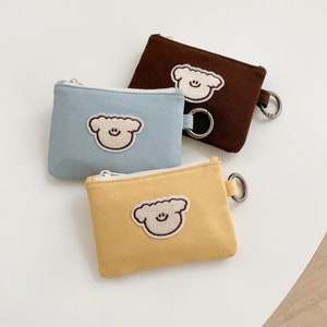 Korean HANDMADE Mini WALLET with KEYRING / Credit Card Holder Case Pocket Wallet Coin Purse Mini Cotton Pouch Bag - Made In Korea