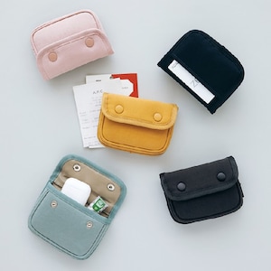 Credit Card Holder with SNAP BUTTON / Pocket Mini Wallet / Coin Purse / Pouch Bag / Small Button Wallet / Mini Card Case - Made in Korea