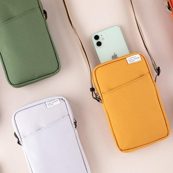 Cordura Crossbody Passport Phone Bag, Korean Travel Purse, Mobile Bag for Smartphone