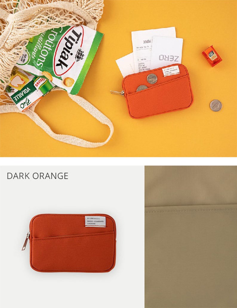 Credit Card Holder / Pocket Mini Wallet / CORDURA WALLET / Coin Purse / Mini Pouch Bag / Waterproof Pouch / Card Case Made in Korea Dark Orange