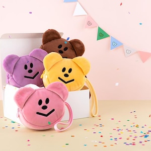 BEAR TOY Mini POUCH, Fluffy Coin Purse Pouch, Credit Card Holder, Soft Money Case, Cute Pocket Wallet, Small Makeup Pouch Bag - Korea Made