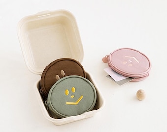 Smiley Face Mini Wallet | Round Coin Purse, Small Pocket Pouch - Korea Made