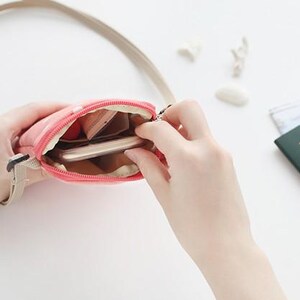 Bolso bandolera de lona para pasaporte o minibolso de hombro para teléfono inteligente - Hecho en Corea imagen 8