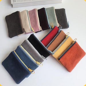 Minicartera de pana hecha a mano coreana / Tarjetero / Monedero de bolsillo / Bolso minimalista / Cartera pequeña acolchada - Hecho en Corea