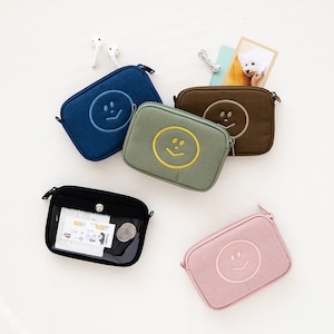 BILLETERA PORTAFOTOS, Tarjetero, Minibilletera, Billetera transparente con bolsillo para fotos, Monedero con carita sonriente, Estuche para maquillaje - Hecho en Corea