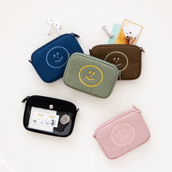 PHOTO HOLDER mini WALLET / Credit Card Holder Case Mini Wallet Picture Holder Clear Pocket Wallet Coin Purse Pouch Handy Bag - Made in Korea