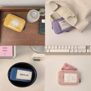 Cartera portafotos, tarjetero, minicartera transparente con bolsillo, monedero, bolso práctico - Hecho en Corea