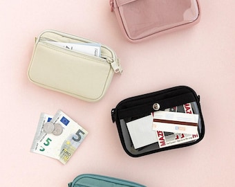 Mini billetera con portafotos / Billetera pequeña con bolsillo transparente, monedero con vista frontal transparente - Hecho en Corea