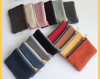 Korean HANDMADE CORDUROY Mini WALLET / Credit Card Holder Case / Pocket Coin Purse / Minimal Pouch Bag / Small Padded Wallet - Made in Korea