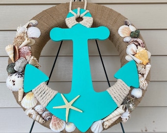 Shell Wreath, Coastal Door Wreath, Beach Wreath, Summer Shell Wreath, Nautical Decor Wreath, Beach Decor, Beach house Wreath, seaside wreath