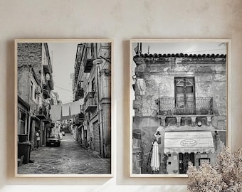 Sicily Photography Print Set: Rustic Italian Street Scene (Digital Download) Caltanissetta