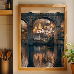 Knaresborough Bridge Sunset Photo: England Landscape Art (Digital Download)