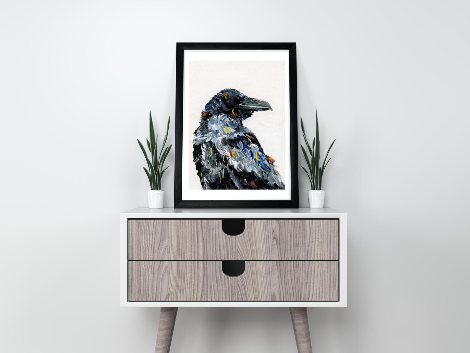 Mural Raven Print Wall Decoration Crow Postcard Acrylic Painting ...