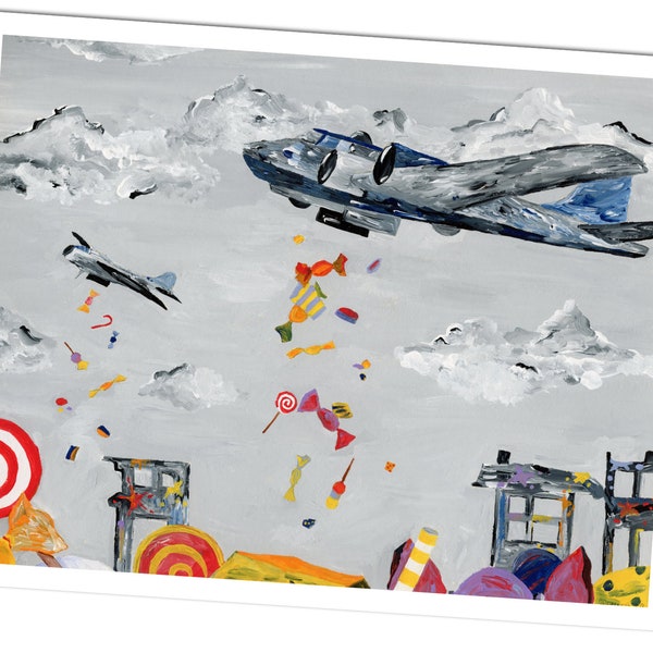 Wandbild Flugzeug Druck Wanddeko Flieger Postkarte Acrylgemälde Bild Frieden Deko Bonbons Poster