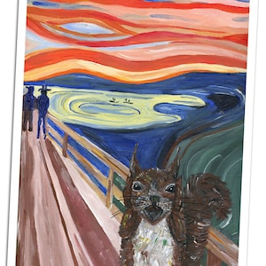 Wandbild Eichhörnchen Druck Wanddeko Eichhörnchen Postkarte See Landschaft Acrylgemälde Bild Kunstdruck Eichhörnchen Deko Geschenk