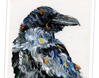 Mural Raven Print Wall Decoration Crow Postcard Acrylic Painting ...