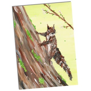 Cartolina Scoiattolo Primavera Carta A6 Animali Pasqua Cartolina Scoiattolo Foresta Animali Carta Regalo Biglietto d'auguri A6