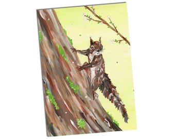 Carte postale Écureuil Printemps Carte A6 Animaux Pâques Carte postale Écureuil Forêt Animaux Carte Cadeau Carte de vœux A6
