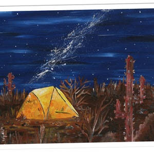 Impresión pintura tienda decoración de pared camping regalo tienda mural Vía Láctea decoración cielo nocturno postal estrellas