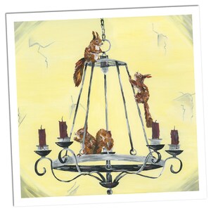 Wandbild Eichhörnchen Postkarte Bild Kronleuchter Deko Wanddeko Eichhörnchen Kunstdruck Druck Acrylgemälde Fine Art Print