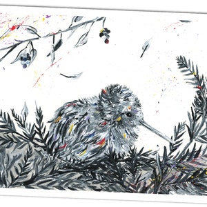 Tableau mural imprimé kiwi, décoration murale, carte postale d'oiseau kiwi, peinture acrylique de nouvelle-zélande, décoration d'oiseau kiwi